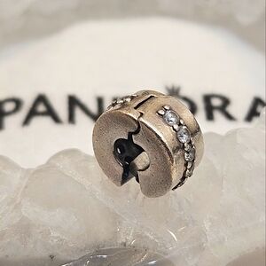 Pandora Shining Path Clear CZ Clip Ale Sterling Silver Bracelet Charm